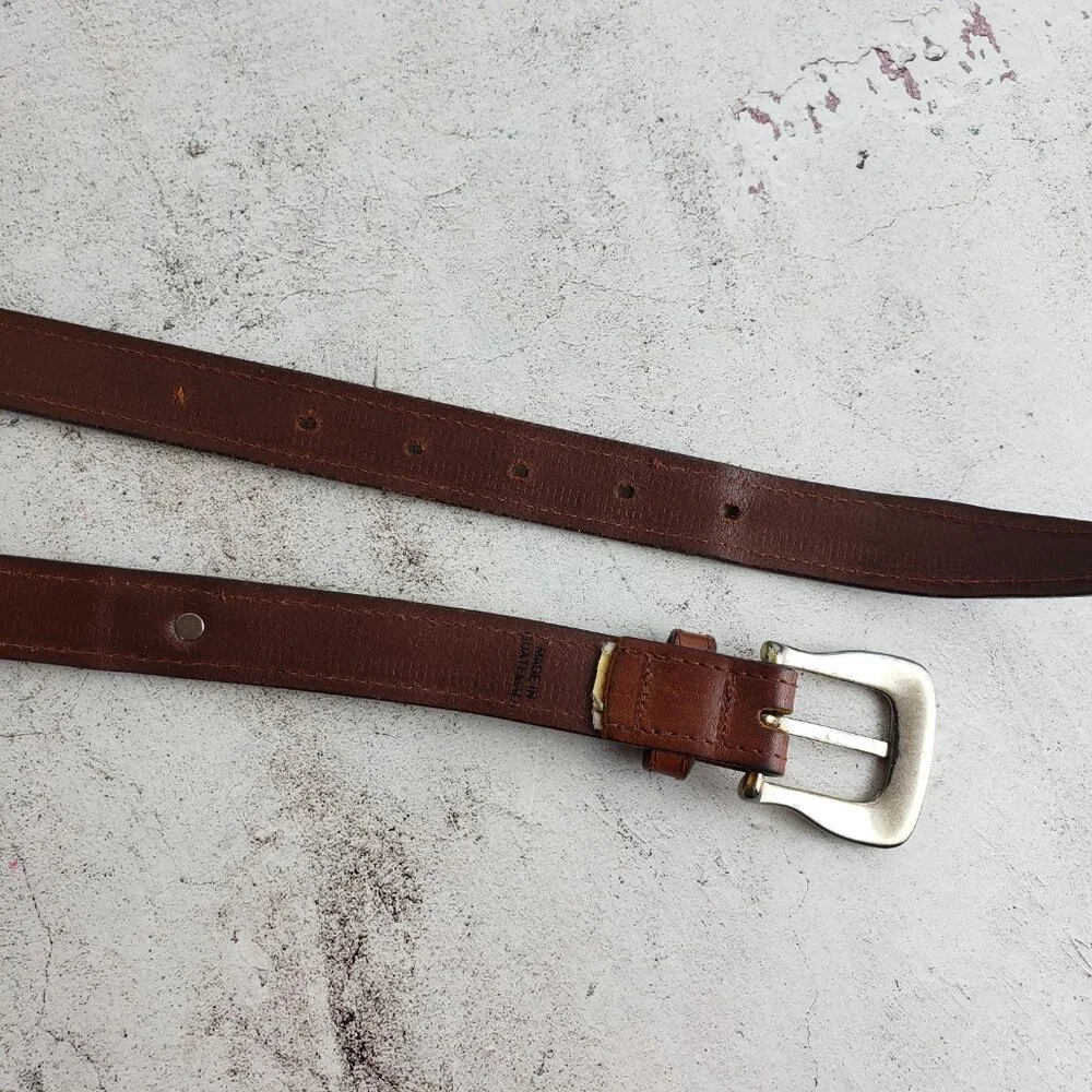 Vintage FOSSIL Leather Belt Bohemian Western Concho Embellished Embroidered sz L